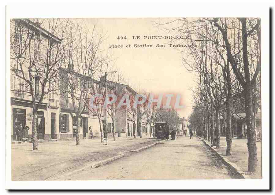 Le Point-du-Jour — Place et Station des Tramways — éditeur Léon, n° 494
