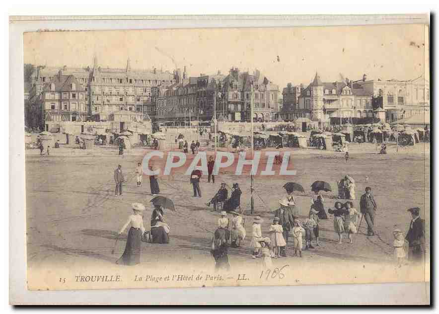 Trouville CPA La plage etl'hotel de Paris (animee)