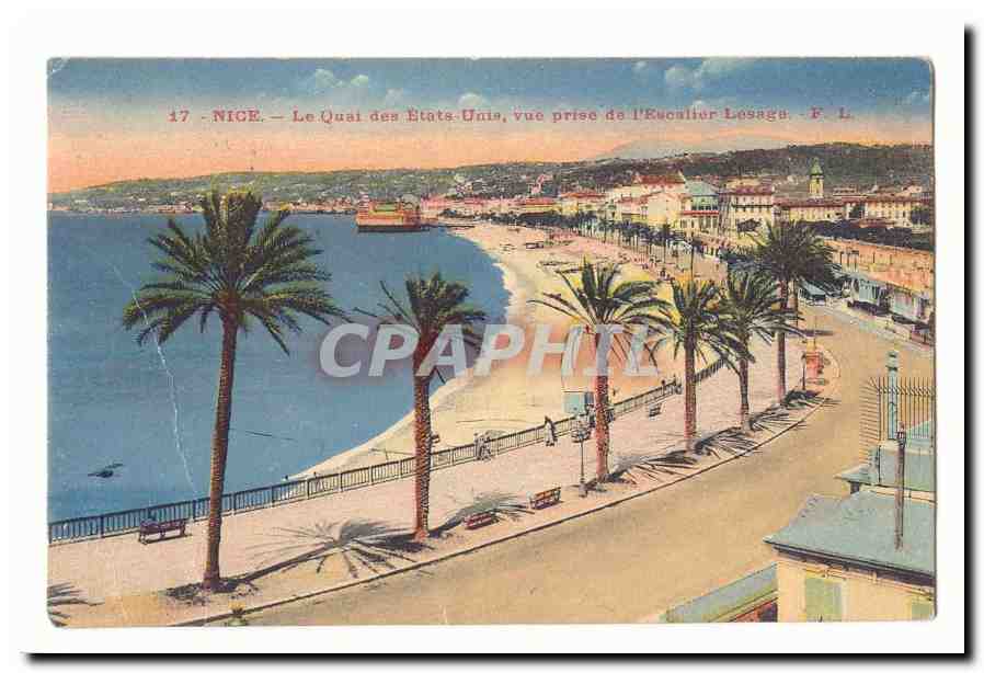 Nice — Le Quai des États-Unis, vue prise de l'Éscalier Lesaga — F. L.