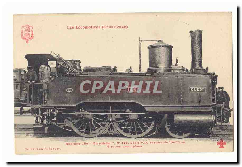 CPA Train MAchine dite Bicyclette SErvice de banlieue 4 roues accouplees