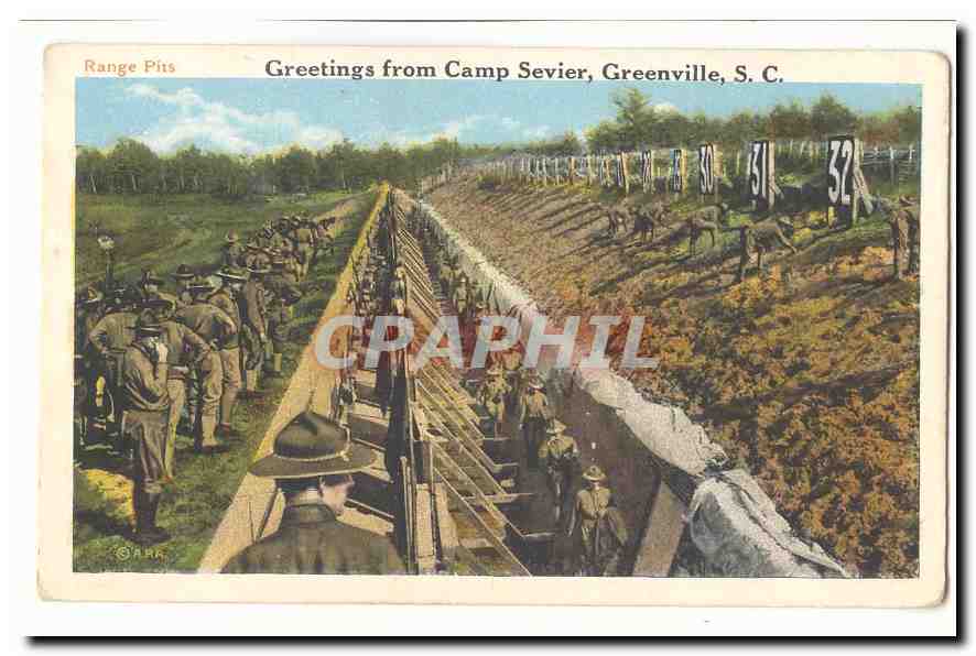 Range Pits — Camp Sevier, Greenville, S.C. — éditeur R.A.H.A.