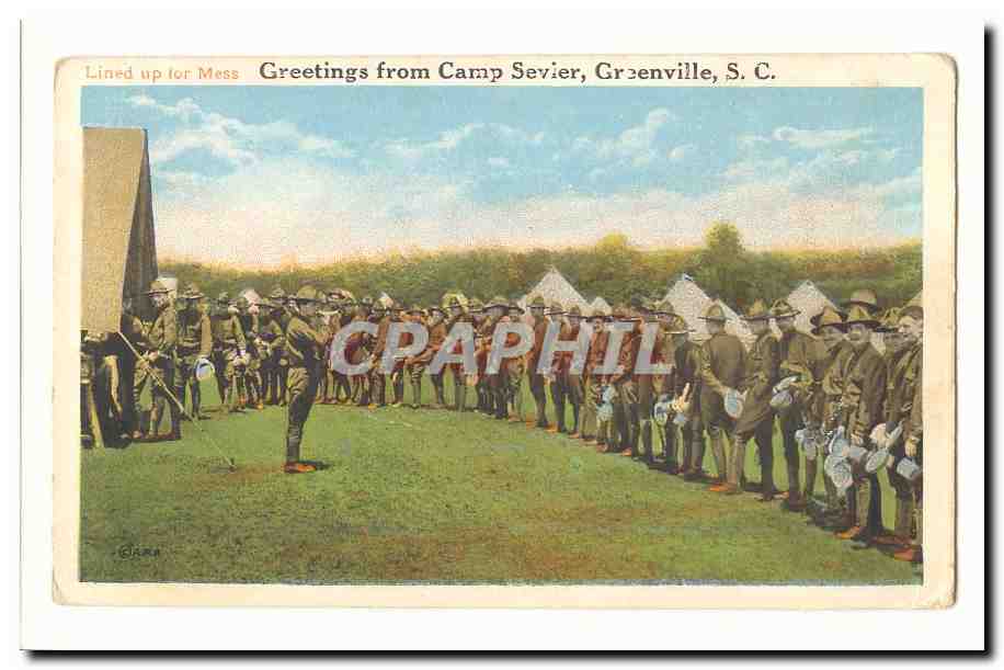 Soldats alignés pour le repas — Camp Sevier, Greenville, S.C.