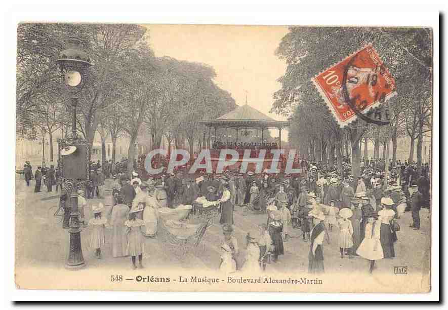 Orleans CPA La musique Boulevard Alexandre Martin (musique enfants landeaux kiosque)