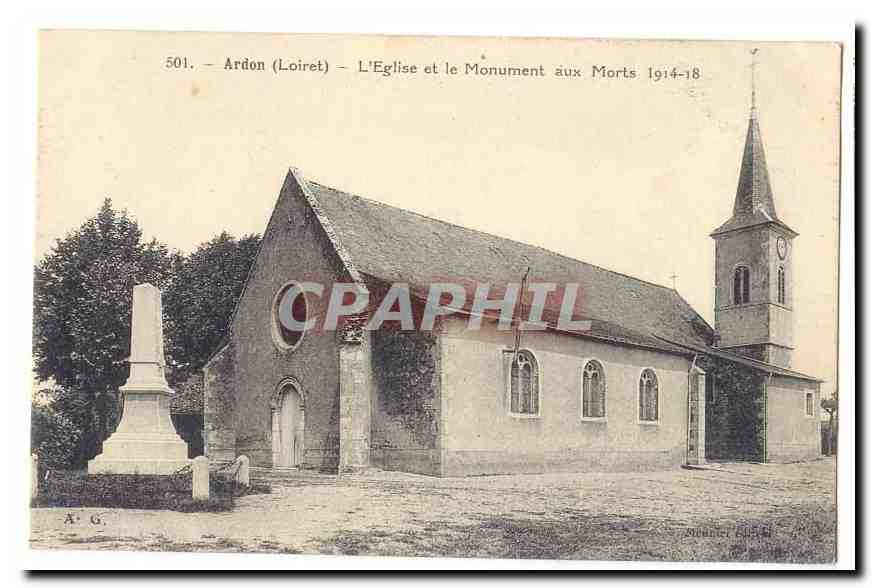 Ardon (Loiret) — L'Église et le Monument aux Morts 1914-18 — A.G. n°501