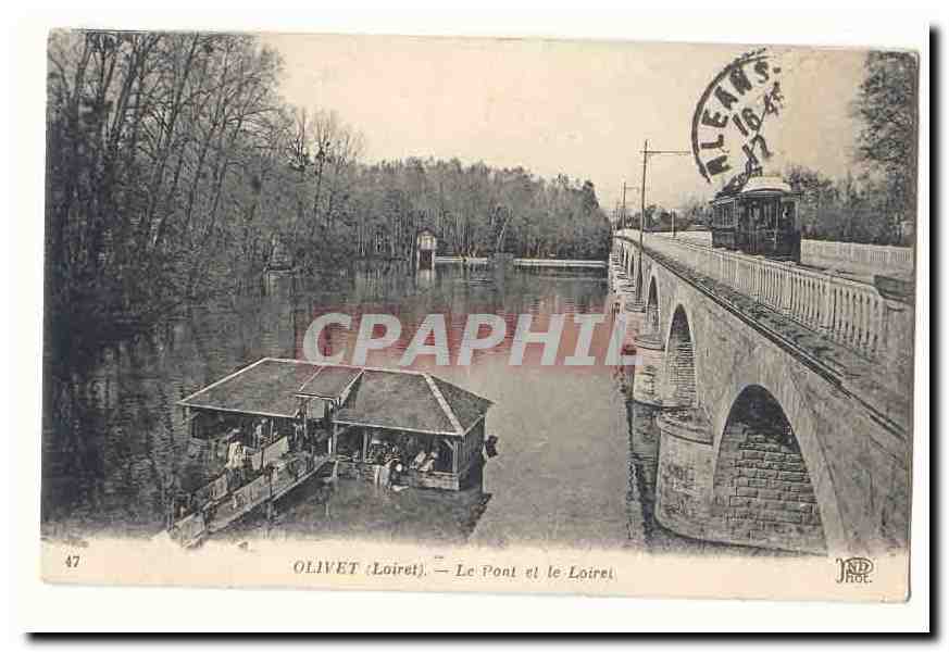Orleans Olivet CPA Le pont et le Loiret (lavoir bus)