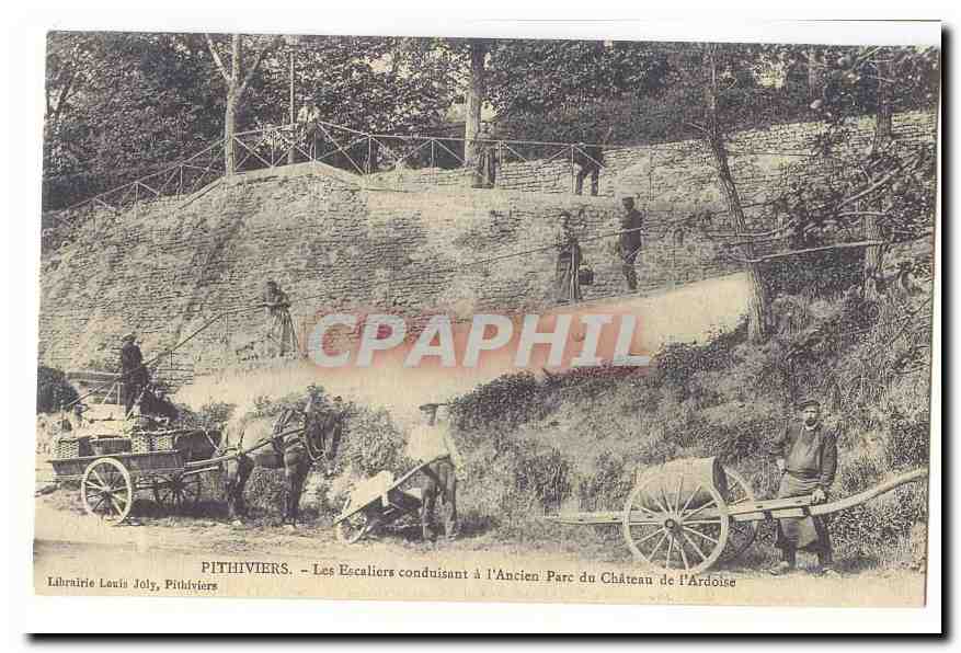 Pithiviers — Les Escaliers conduisant à l'Ancien Parc du Château de l'Ardolise — Librairie Louis Joly, Pithiviers