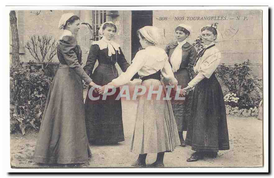 CPA Nos Tourangelles (DAnse costumes jeunes femmes)