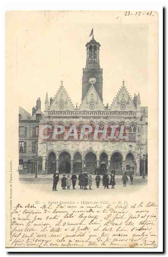 Saint-Quentin - Hôtel-de-Ville — P. D. — Éditeur : J. Lemoine et P. Lemoine