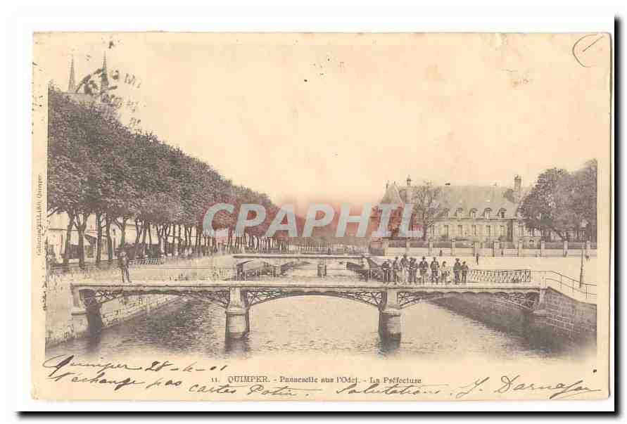 Quimper CPA Passerelle sur l'Odet La prefecture (carte precuseur) (animee)