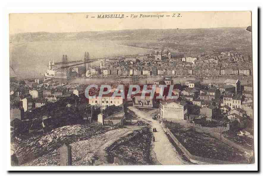 Marseille CPA Vue panoramique (dont asile Sancta Maria pont transbordeur)