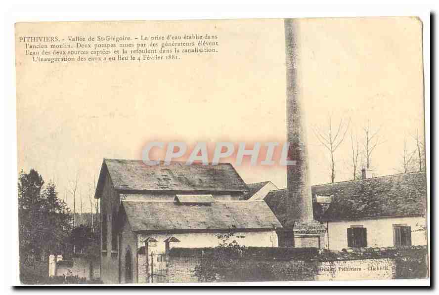 Pithiviers - Vallée de St-Grégoire — Ancien moulin avec canalisation et cheminée