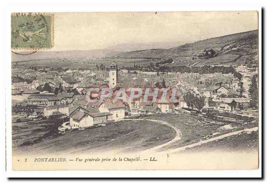Pontarlier CPA Vue generale prise de la chapelle