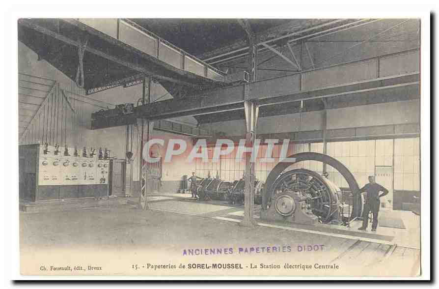Sorel Moussel CPA Papeteries de Sorel Moussel (dpt 28) La station electrique centrale TOP