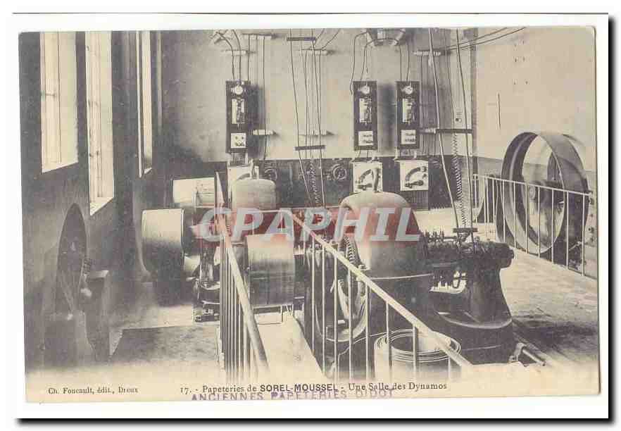 Sorel Moussel CPA Papeteries de Sorel Moussel (anciennes papeteries Didot) (dpt 28) Une salle de dynamos