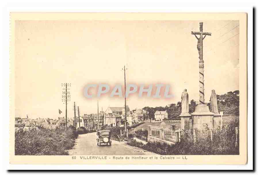Villerville CPA Route de Honfleur et le calvaire