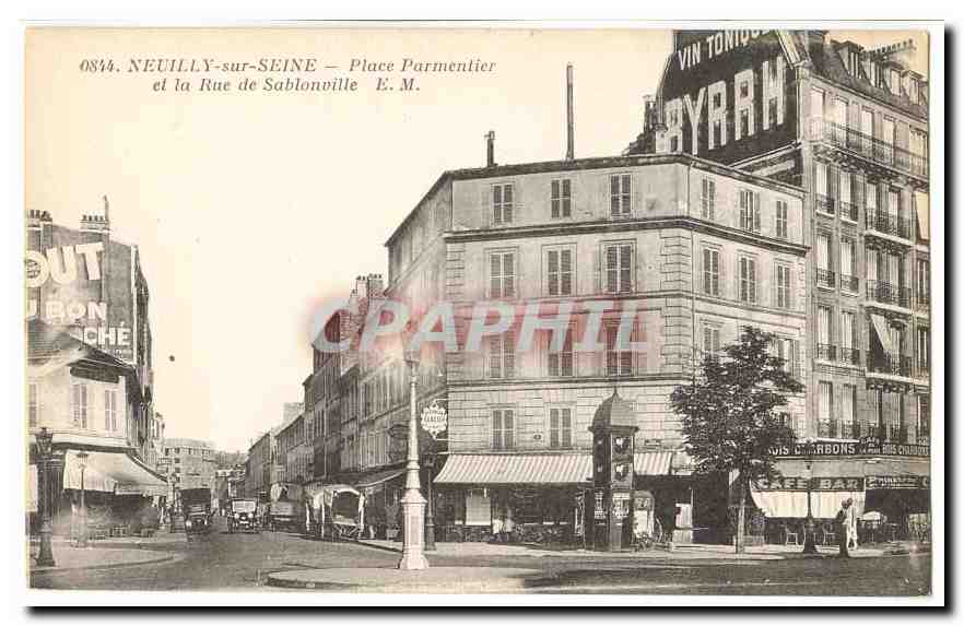 Neuilly sur SEine CPA Place Parmentier et la rue de SAblonville