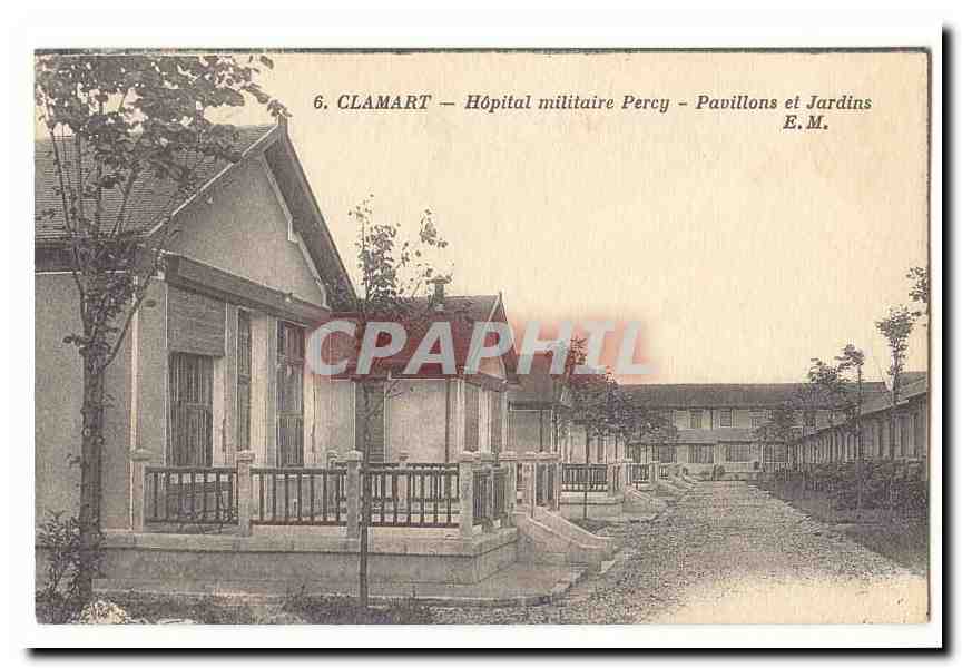 Clamart CPA Hopital militaire Percy Pavillons et jardins