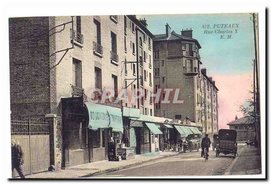 Puteaux CPA Rue Charles X (Boucherie Triperie) (animee)