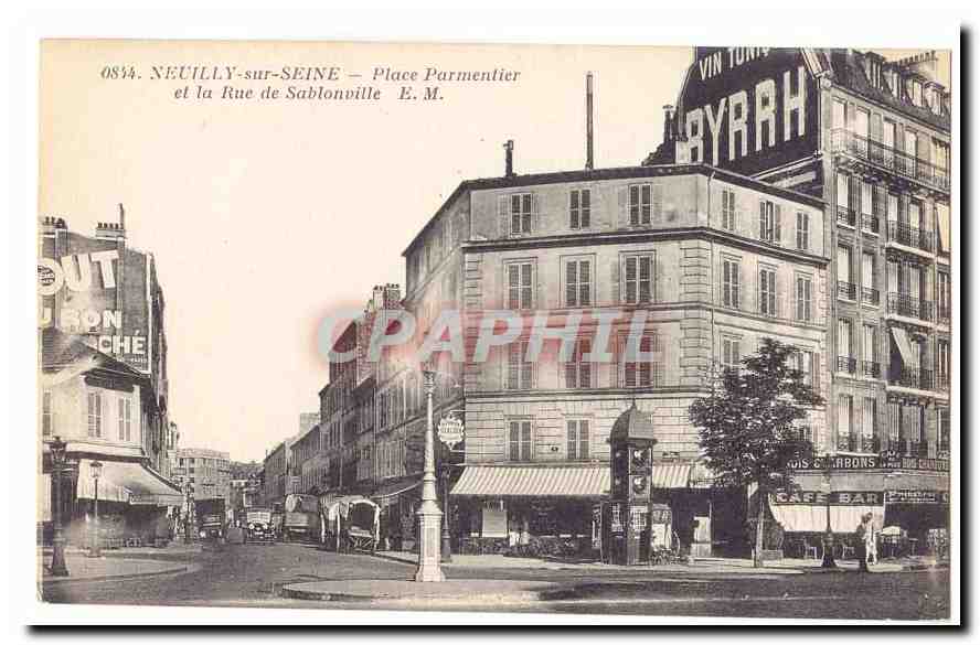 Neuilly sur Seine CPA Place Parmentier et la rue de Sablonville