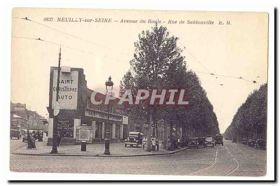 Neuilly sur Seine CPA Avenue du Roule Rue de Sablonville (Saint Christophe Auto)