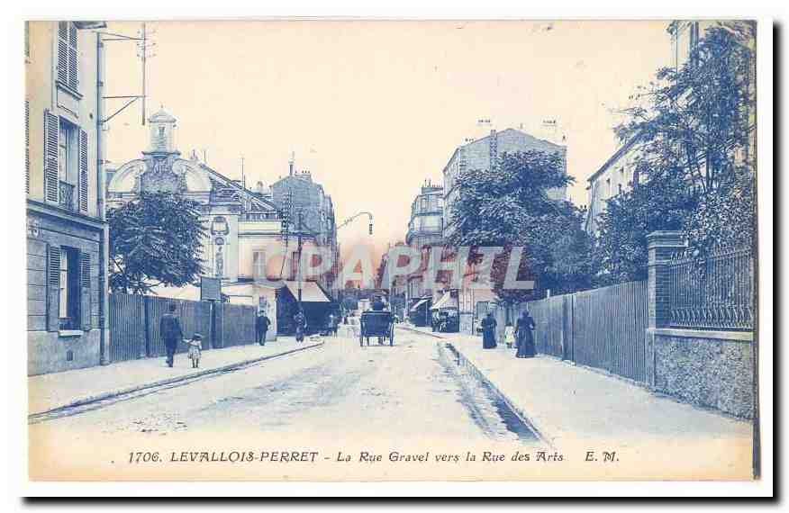 Levallois Perret CPA La rue Gravel vers la rue des arts
