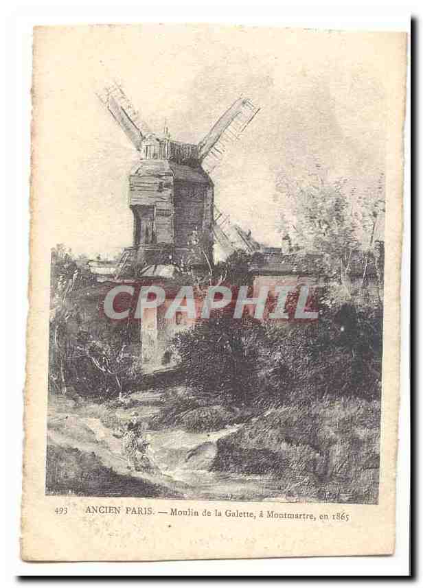 Ancien Paris CPA Moulin de la Galette a Montmartre en 1865 (mill moulin)