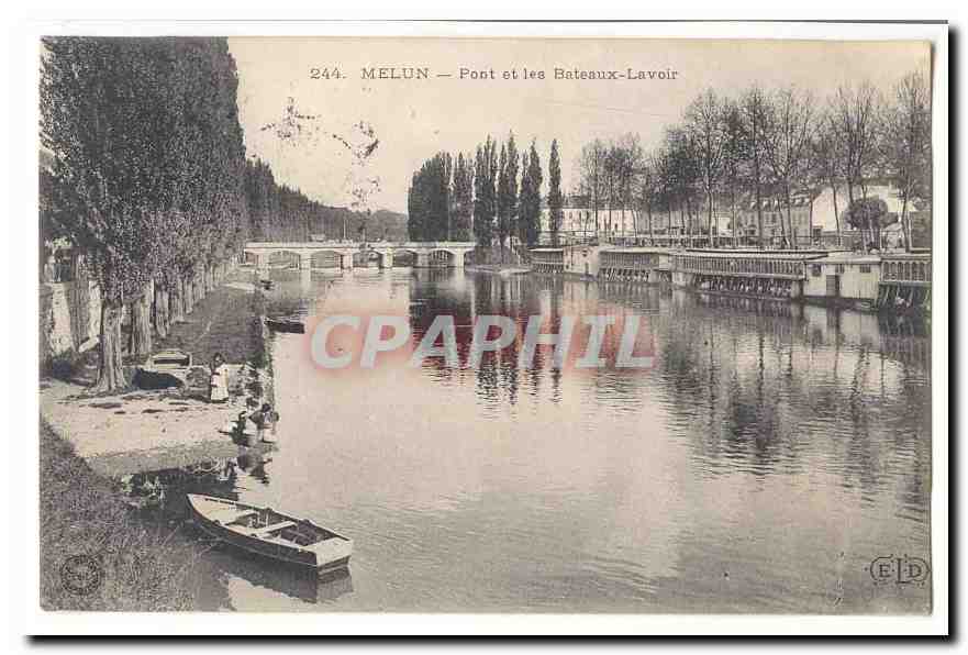 Melun CPA Pont et les bateaux lavoir