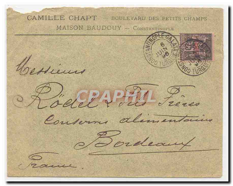 Levant Lettre de Constantinople Galatde 1896 avec Levant n°5 a 1 piastre TTB (Maison Baudouy)