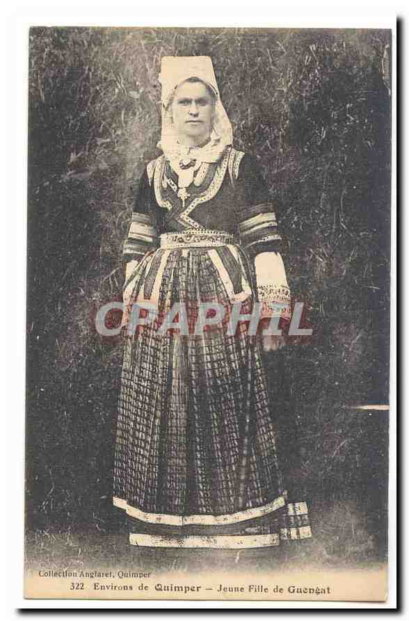 Environs de Quimper CPA Jeune fille de Guengat (Bretagne)
