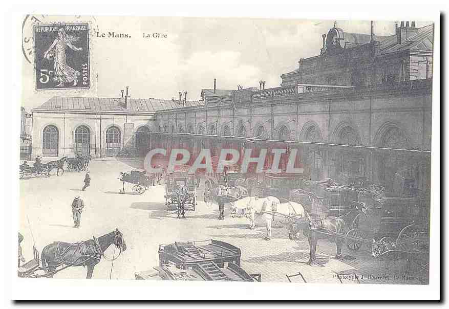 REPRODUCTION Le Mans La gare (attelages)