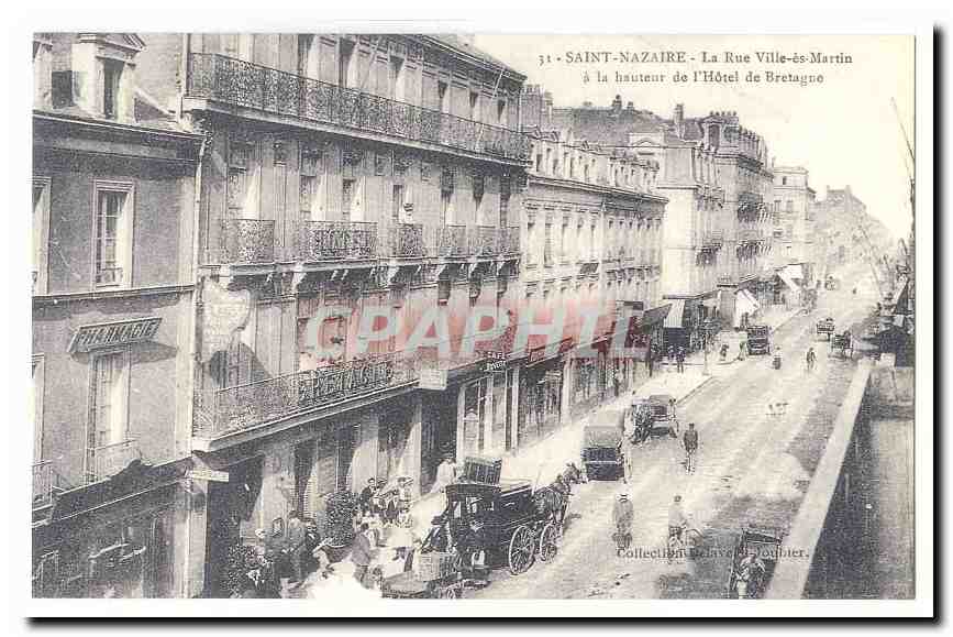 REPRODUCTION Saint Nazaire La rue Ville de Martin a la hauteur de l´hotel de Bretagne