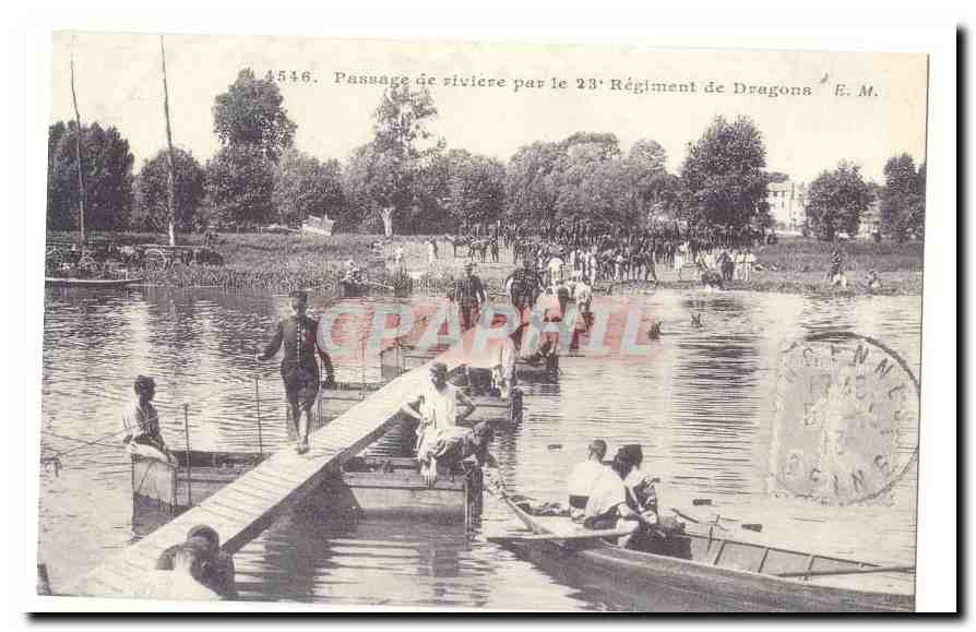 Passage de rivière par le 23e Régiment de Dragons — E. M. — n° 4546
