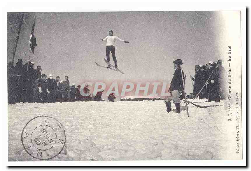 REPRODUCTION CPA Course de ski Le saut