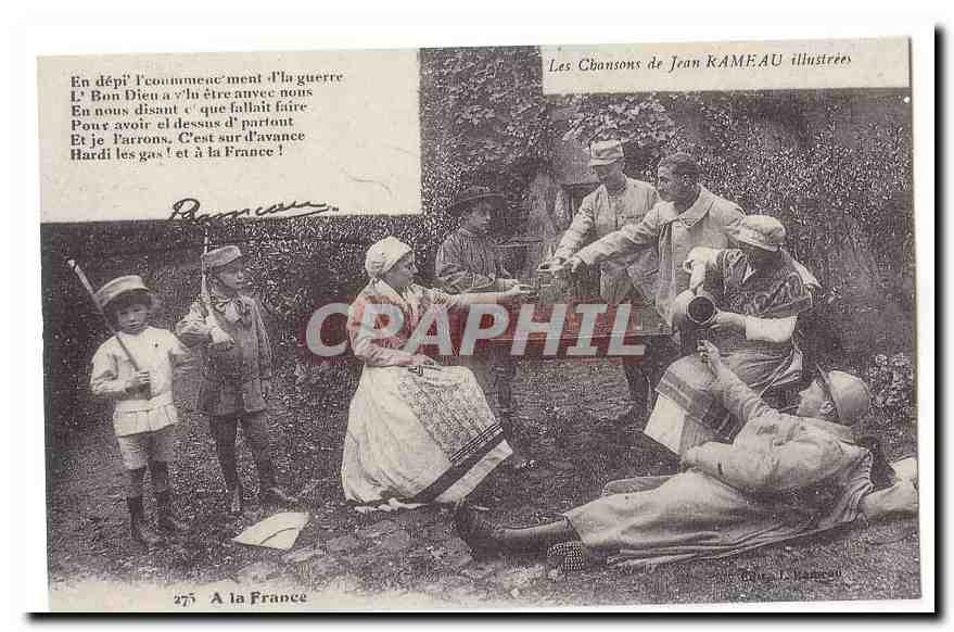 REPRODUCTION Les chansons de Jean Rameau illustrees CPA A la France