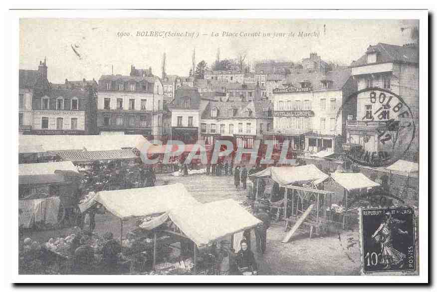 REPRODUCTION Bolbec CPA La place Carnot un jour de marche
