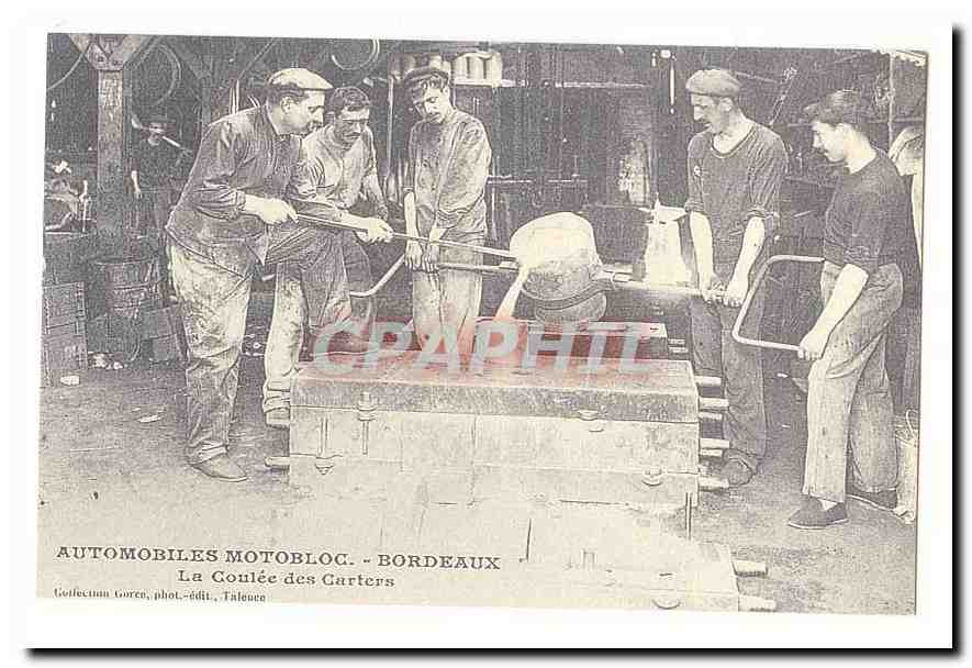 REPRODUCTION Automobiles Motobloc CPA Bordeaux La coulee des carters