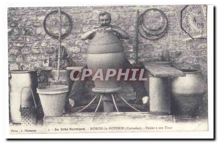 REPRODUCTION Au gres normand CPA Noron la poterie Potier a son Tour