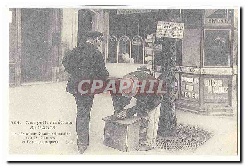 REPRODUCTION Les petits metiers de Paris CPA Le decrotteur Commissionnaire fait les courses et porte les paquets