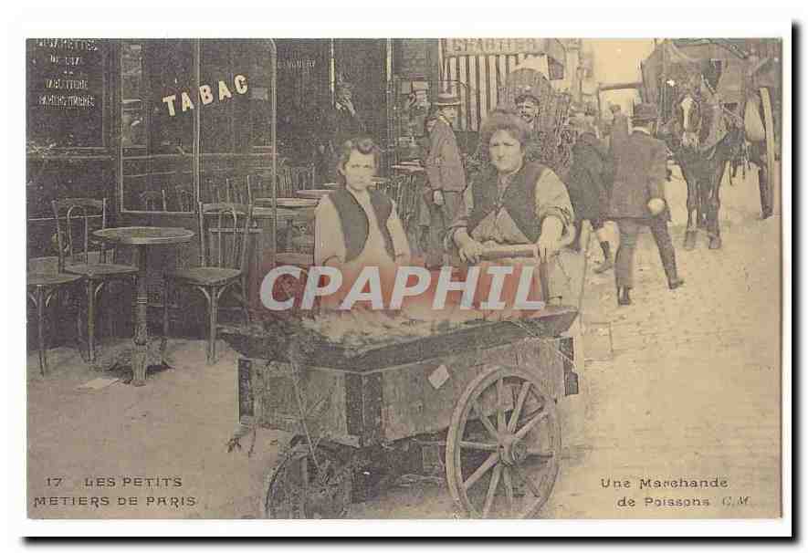 REPRODUCTION Les petits metiers parisiens CPA Une marchande de poissons