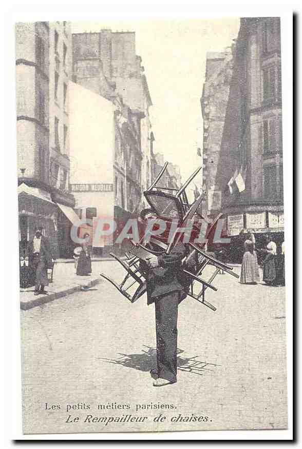 REPRODUCTION Les petits metiers parisiens CPA Le rempailleur de chaises