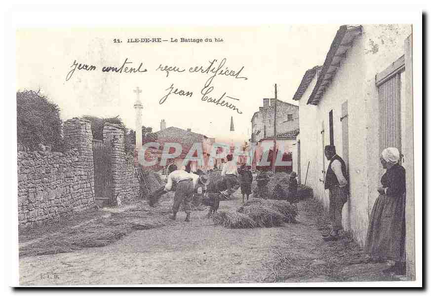 Ile de Re CPA Le battage du ble (reproduction)