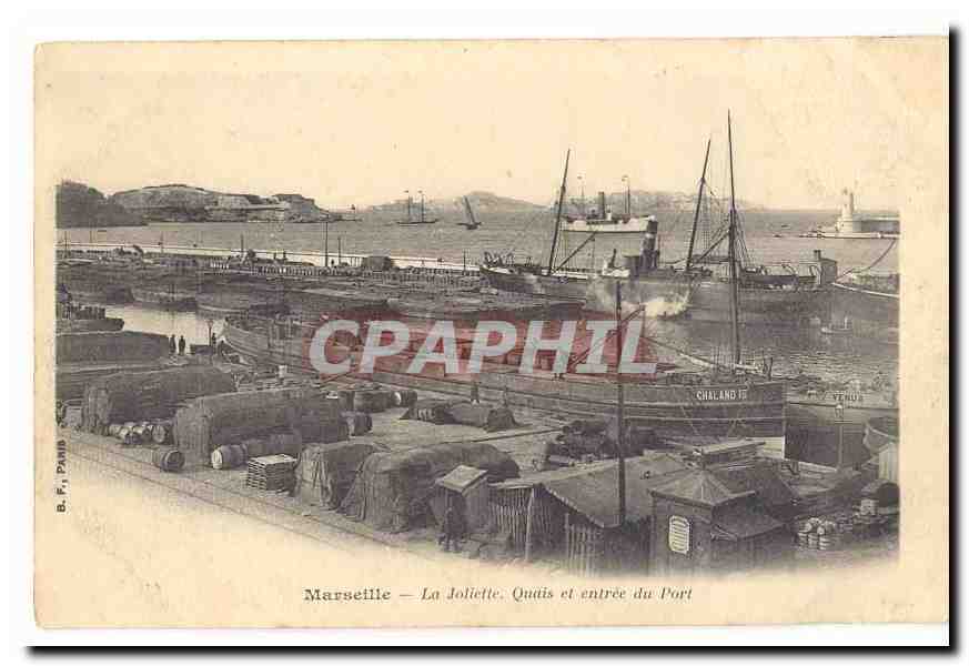 Marseille CPA La Joliette Quais et entree du port (carte precurseur) (bateaux)