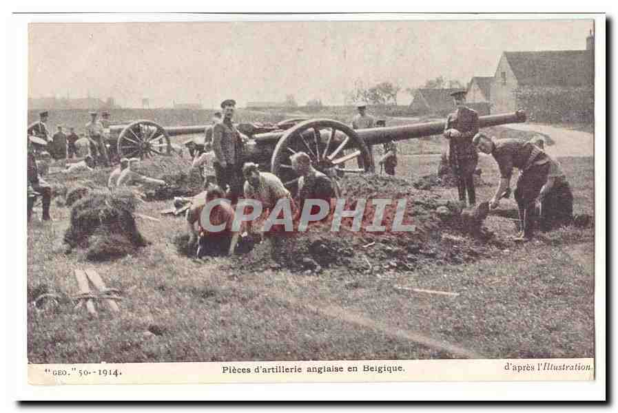 Guerre 1914-1918 CPA Pieces d'artillerie anglaise en Belgique