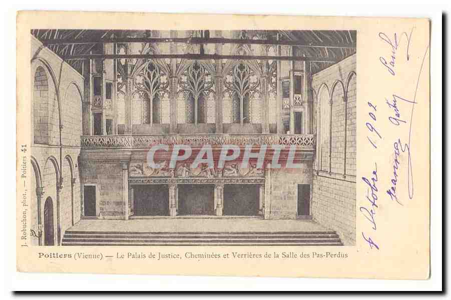 Poitiers (Vienne) — Le Palais de Justice, Cheminées et Verrières de la Salle des Pas-Perdus — J. Reducation, phot. — Poitiers $1
