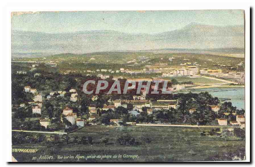 Antibes — Vue sur les Alpes prise du phare de la Garoupe — éditeur Béchade, n° 20