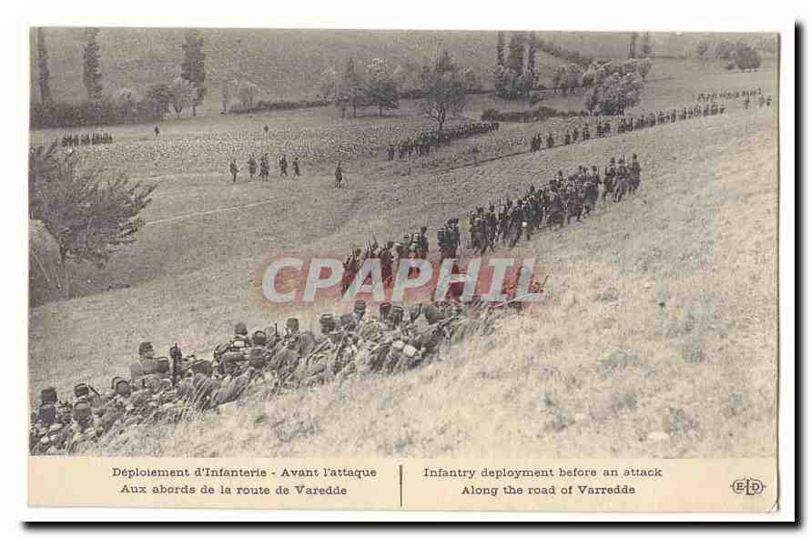 Déploiement d'Infanterie - Avant l'attaque - Aux abords de la route de Varedde — Éditeur E.P.D.