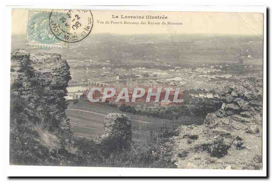 Vue de Pont-à-Mousson des Ruines de Mousson — La Lorraine illustrée