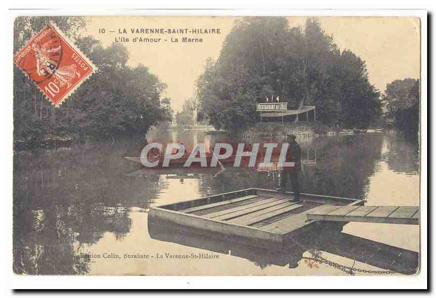 La Varenne Saint Hilaire CPA L'ile d'amour La Marne (animee barques Restaurant de l'ile)