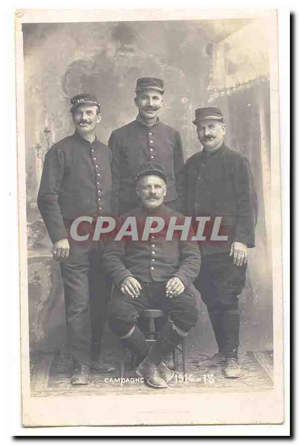 Cinq soldats en uniforme — Campagne 1914-1916 — CPAPHIL