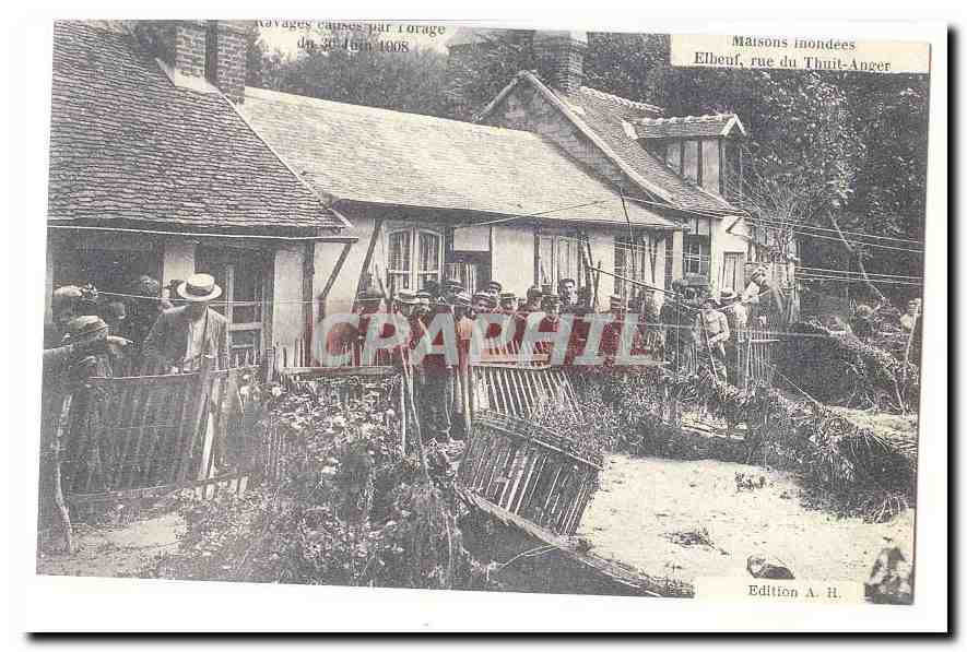 Elbeuf CPA Maisons inondees rue du Thit Anger (reproduction)
